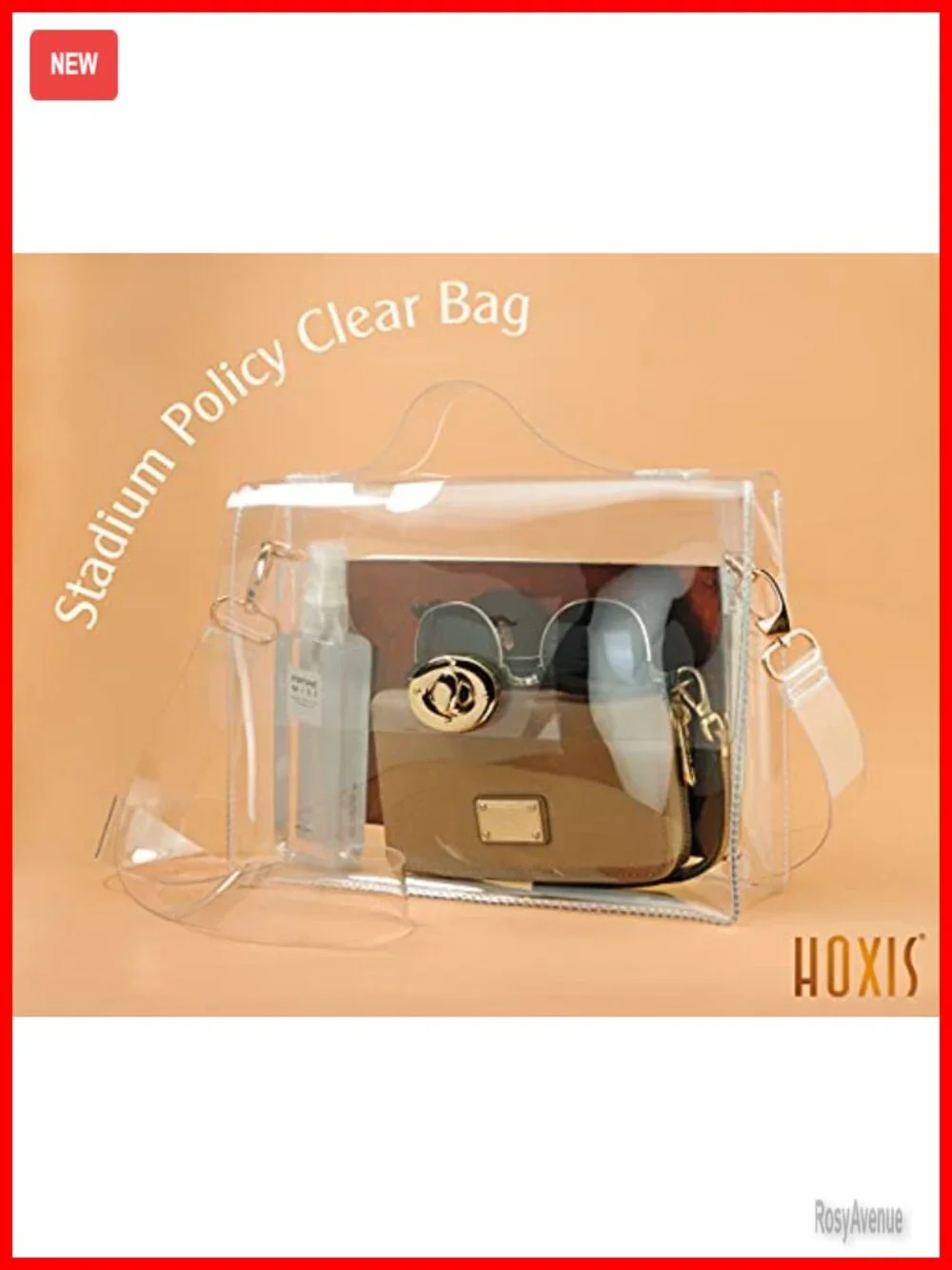 Clear Satchel Crossbody Bag with Turn Lock, Stadium Approved PVC Handbag